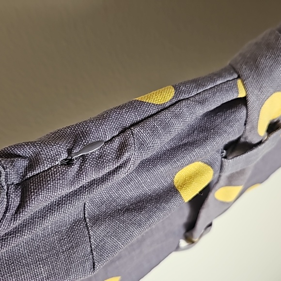 Boden Womens Dress Sz 6 Gray Yellow Polka Dot Belted Sheath Cotton Linen Preppy - Picture 8 of 11